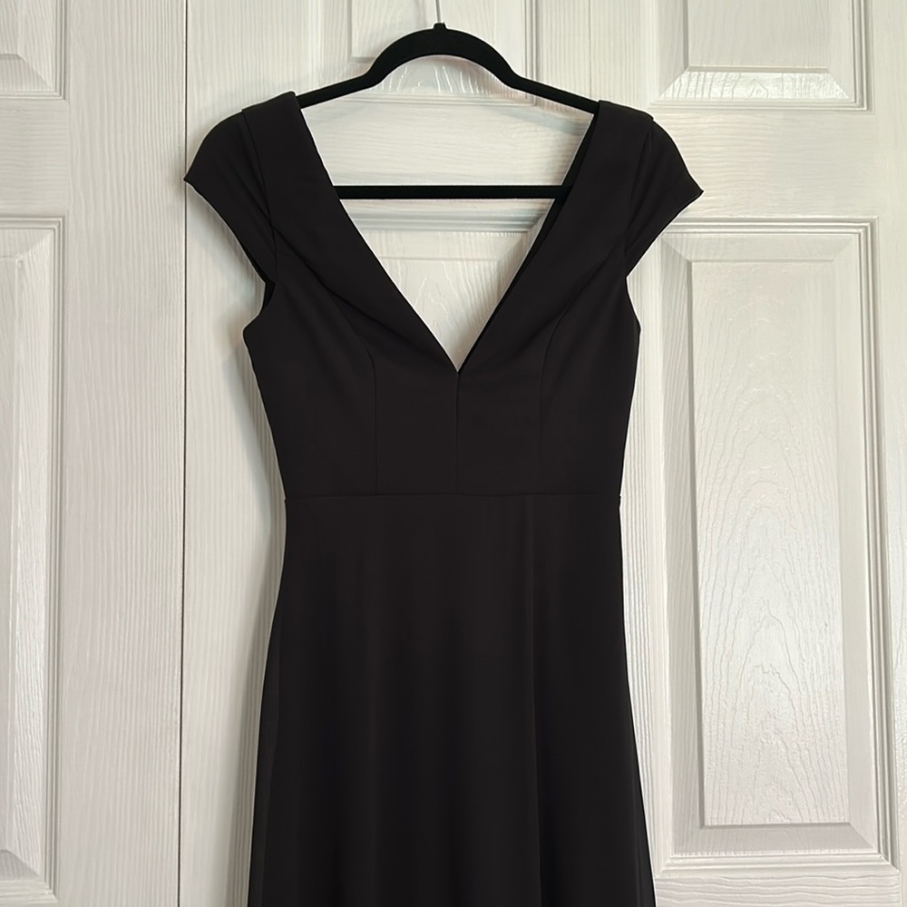 Black long dress with cap sleeves